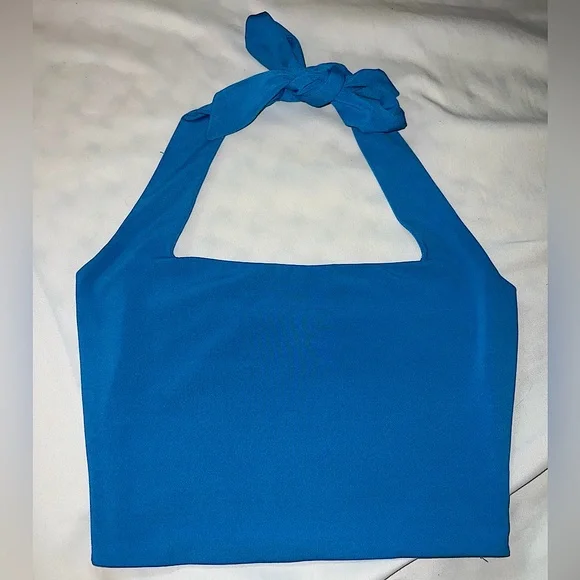 ⭐️ GARAGE Square Neck Halter Beautiful Blue Tie- Back Cami! - Picture 4 of 10